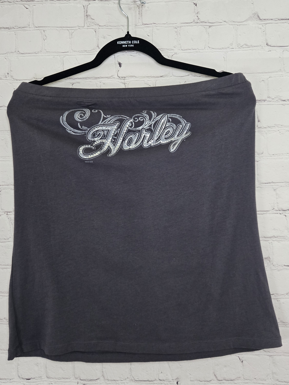 Harley Davidson 2013 Tube Top Rhinestone Scrollwork Graphic Y2K Biker Grunge‎ XL